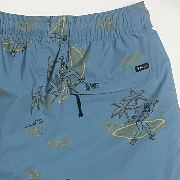 Brixton Mfg Co Men's Tropical Blue & Yellow Swim Trunks Board Shorts Size S - Picture 4 of 11